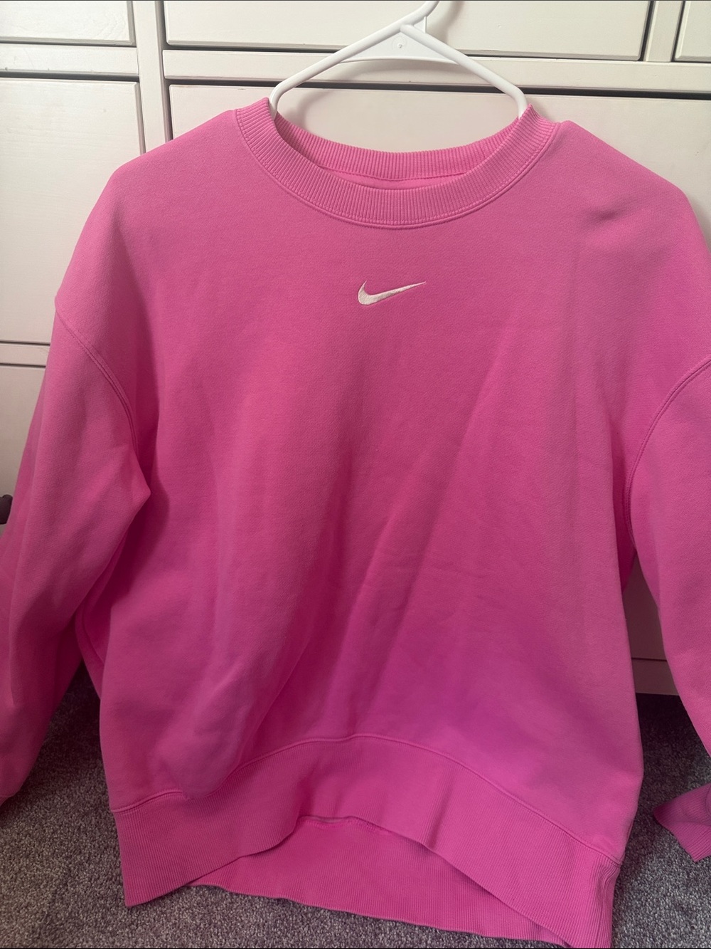 Nike Hot Pink Embroidered Swoosh Crewneck